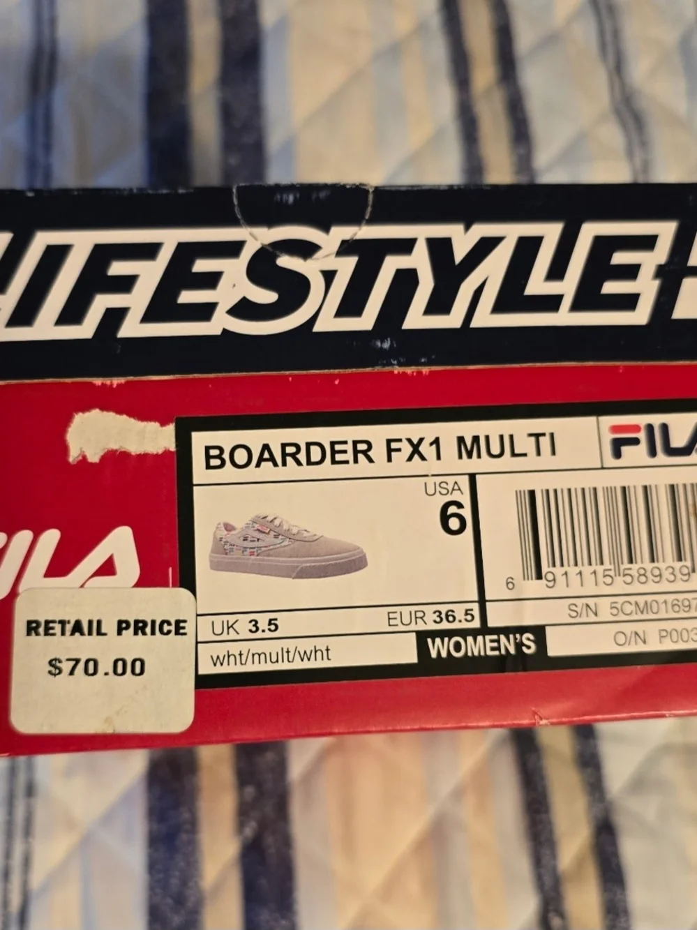 FILA Beige Suede Sneakers Multicolor Logo Accent Sz 6 Women